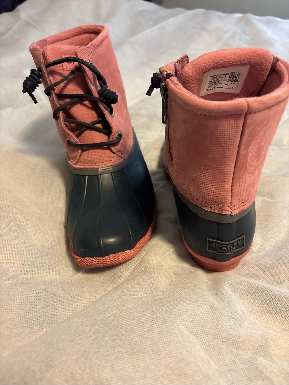 Sperry Pink and Navy Waterproof Duck Boots
